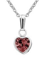captivating teeny-tiny silver heart July birthstone baby necklace